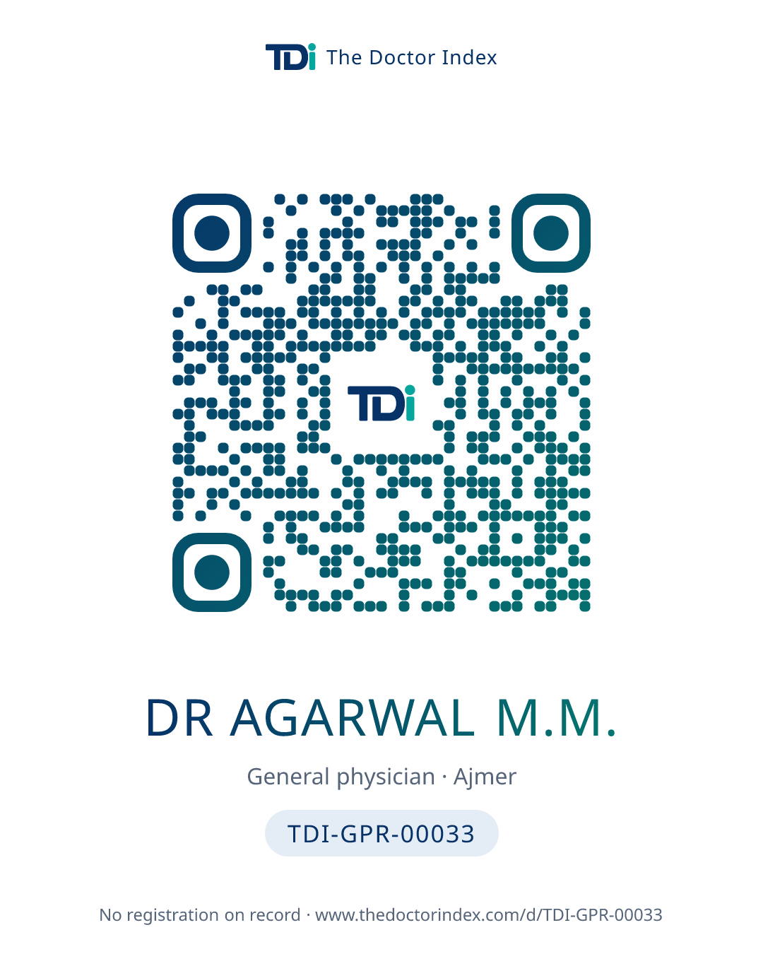 QR card for Dr Agarwal M.M., TDI-GPR-00033