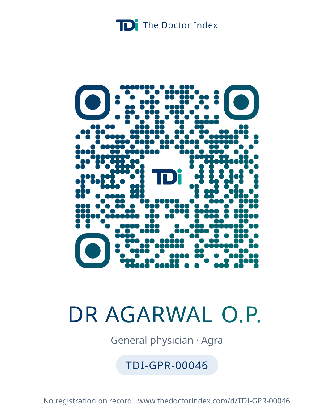 QR card for Dr Agarwal O.P., TDI-GPR-00046
