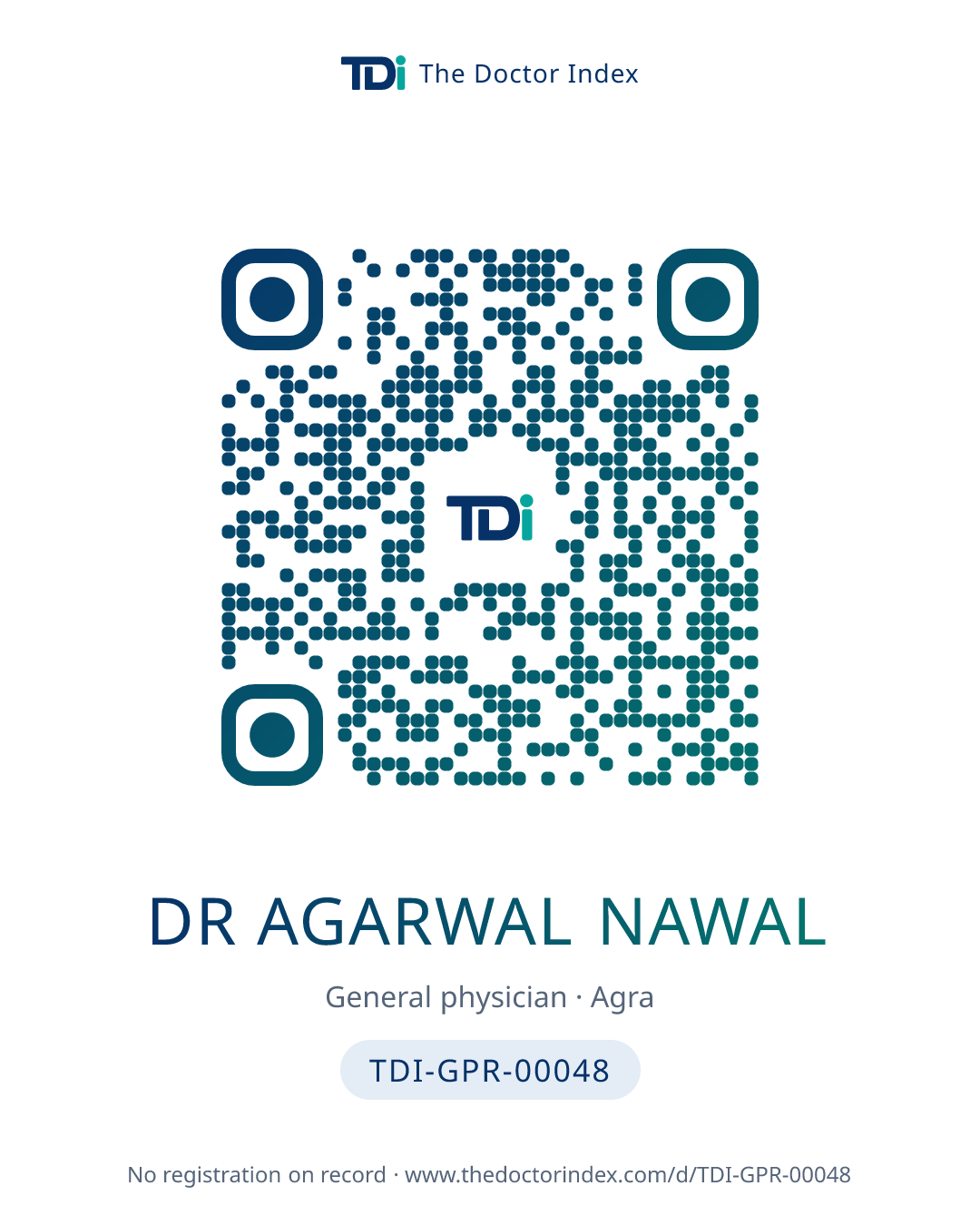 QR card for Dr Agarwal Nawal, TDI-GPR-00048