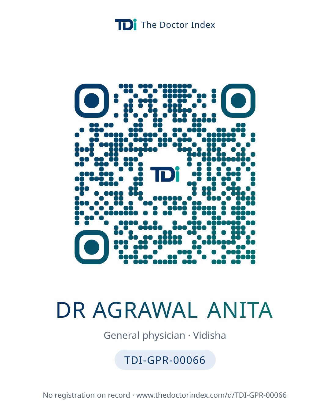 QR card for Dr Agrawal Anita, TDI-GPR-00066
