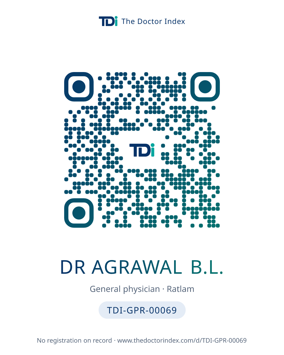 QR card for Dr Agrawal B.L., TDI-GPR-00069