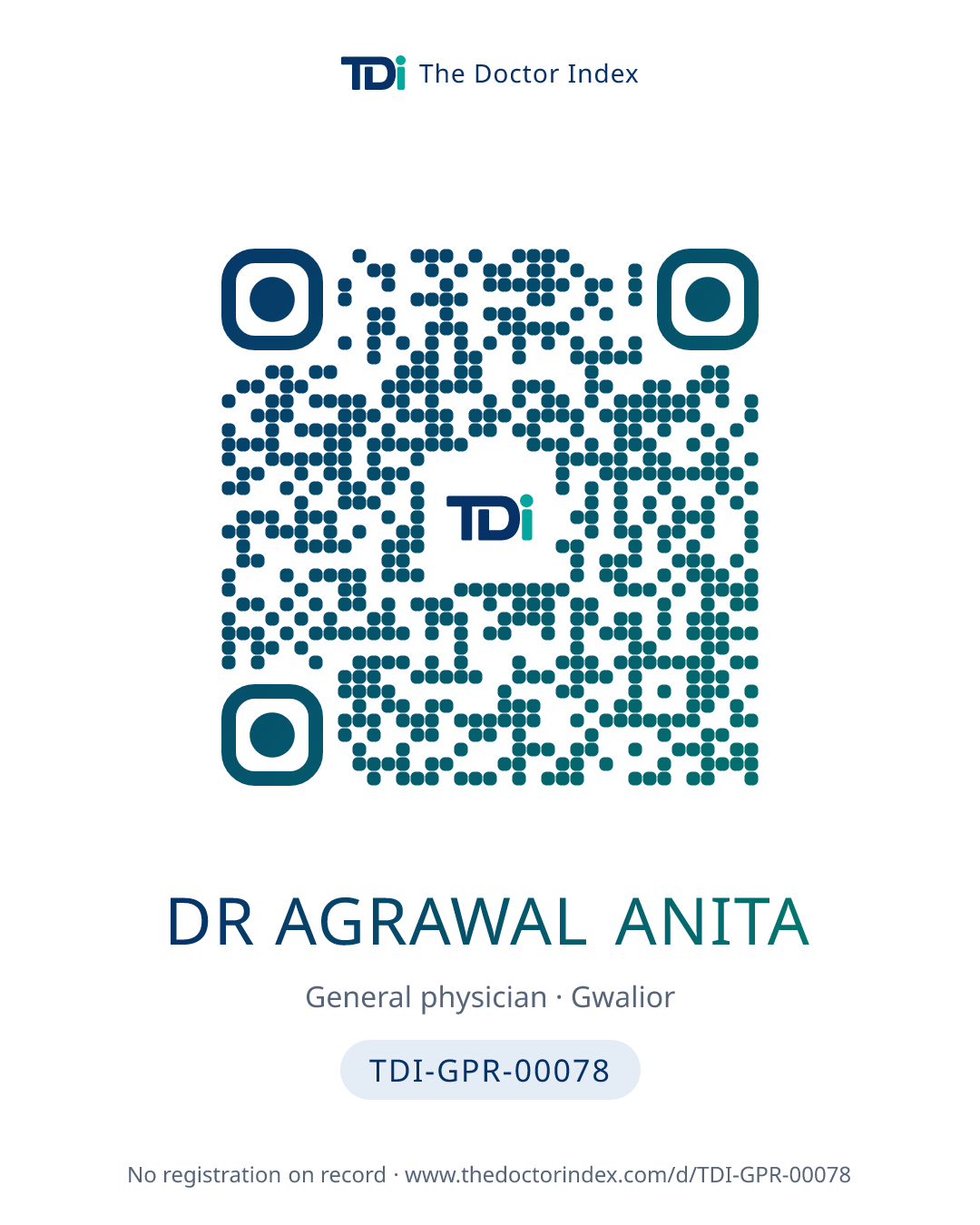 QR card for Dr Agrawal Anita, TDI-GPR-00078