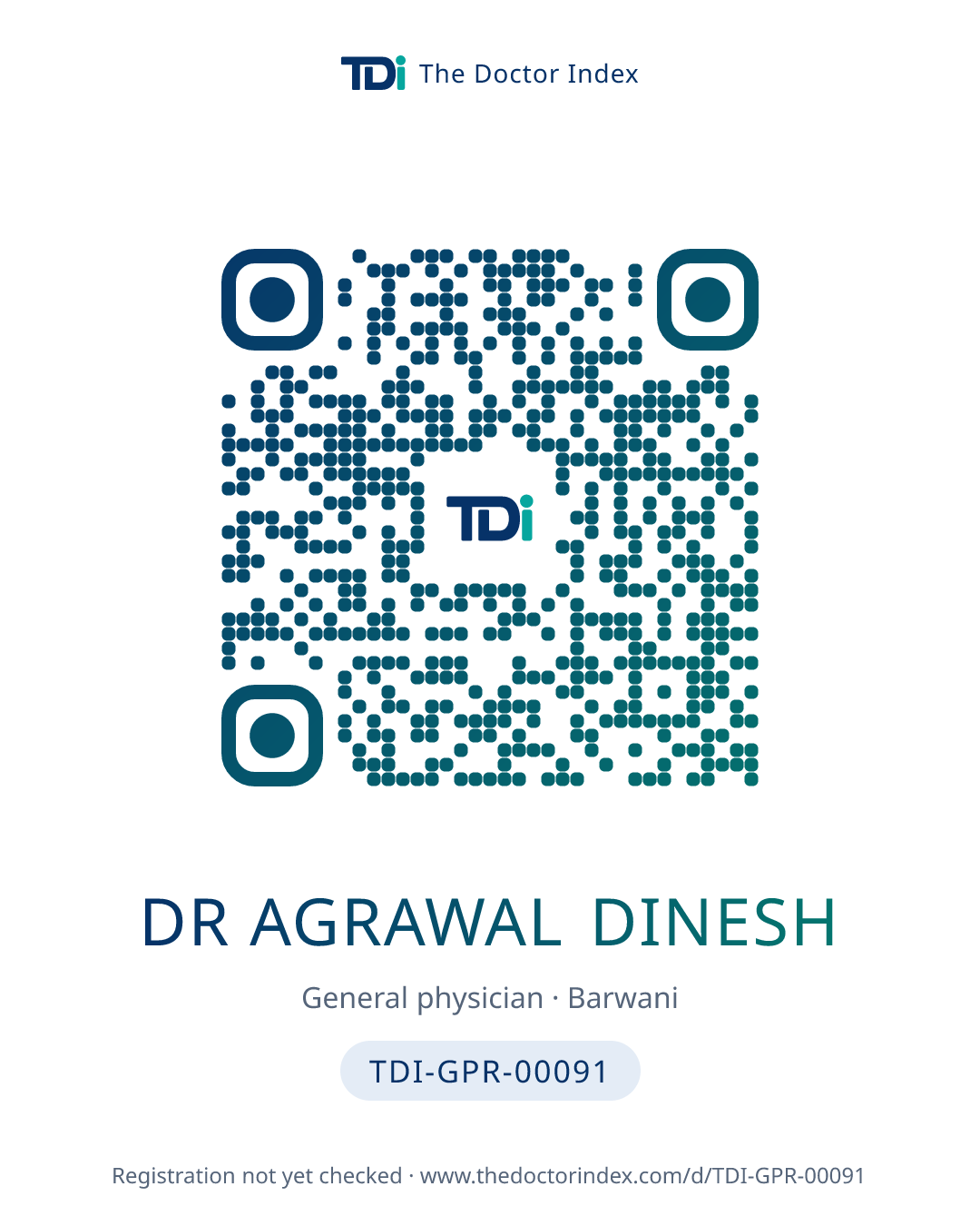 QR card for Dr Agrawal Dinesh, TDI-GPR-00091