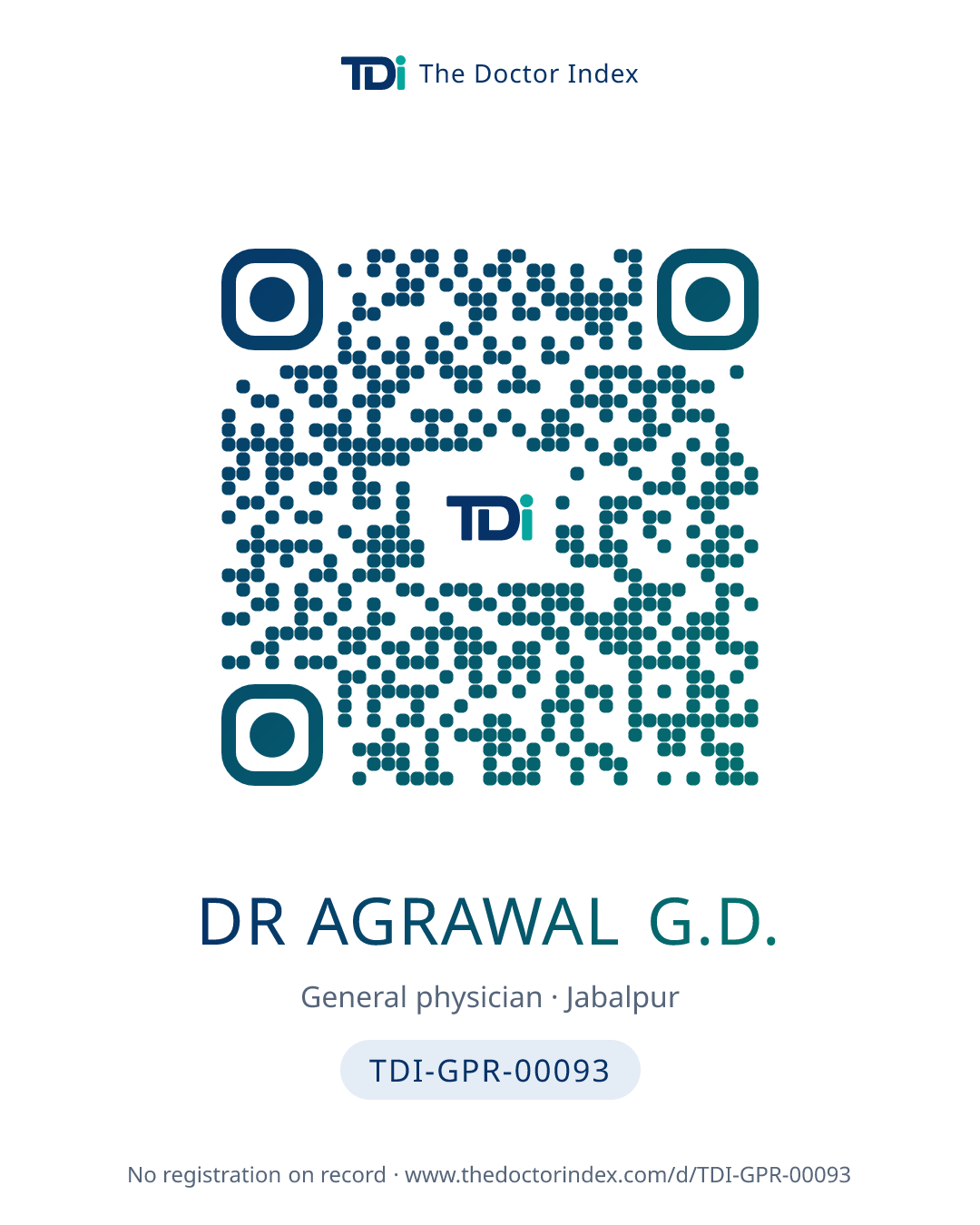 QR card for Dr Agrawal G.D., TDI-GPR-00093