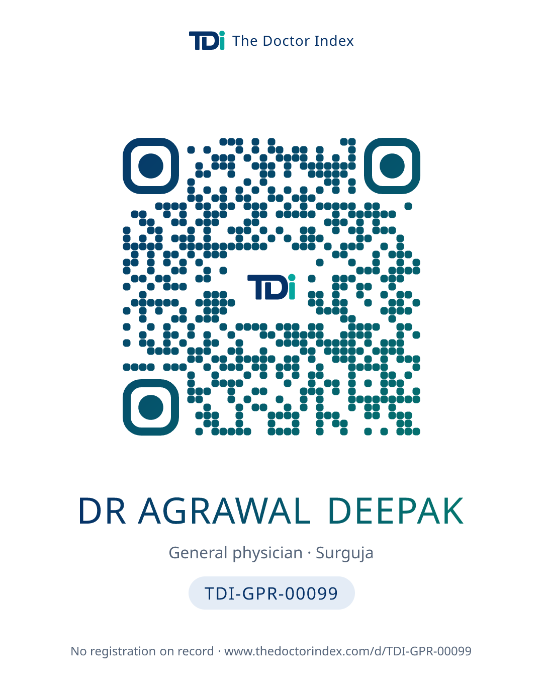 QR card for Dr Agrawal Deepak, TDI-GPR-00099