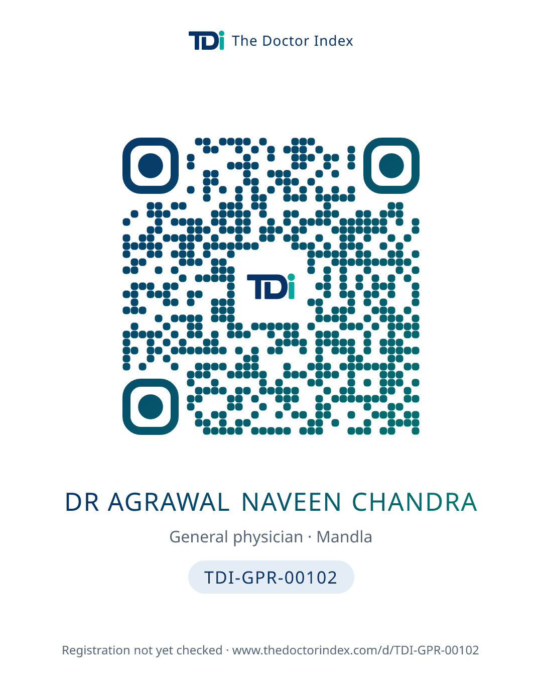 QR card for Dr Agrawal Naveen Chandra, TDI-GPR-00102