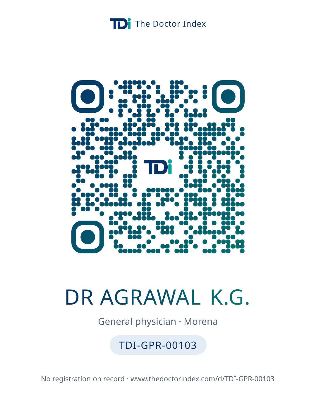 QR card for Dr Agrawal K.G., TDI-GPR-00103