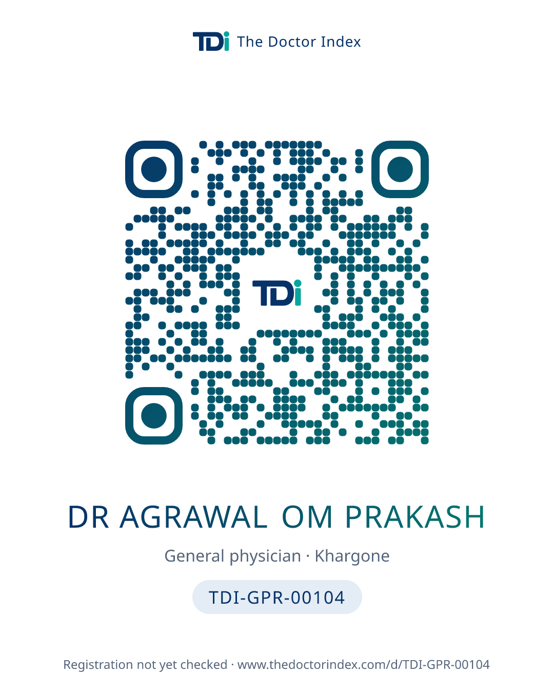 QR card for Dr Agrawal Om Prakash, TDI-GPR-00104
