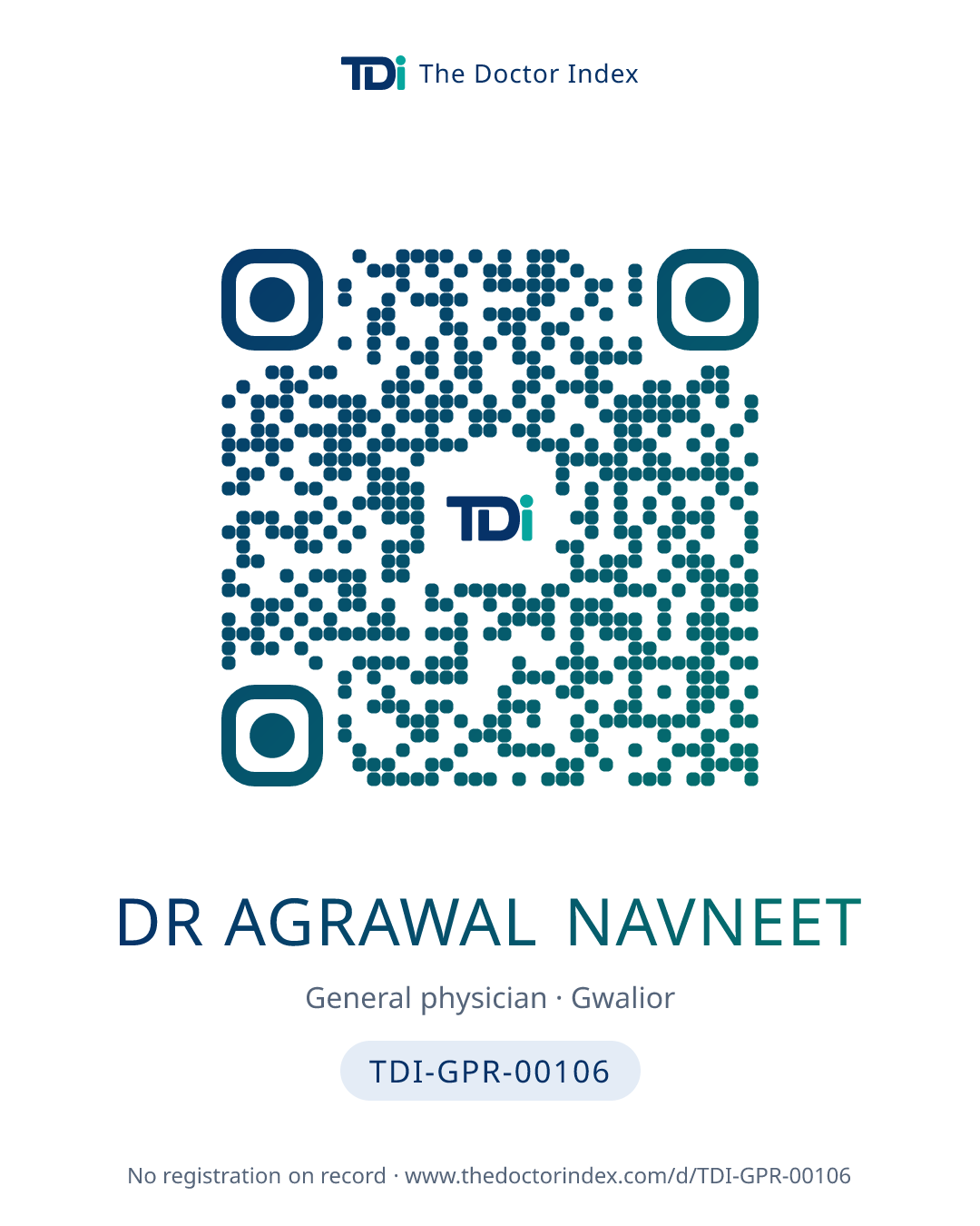 QR card for Dr Agrawal Navneet, TDI-GPR-00106