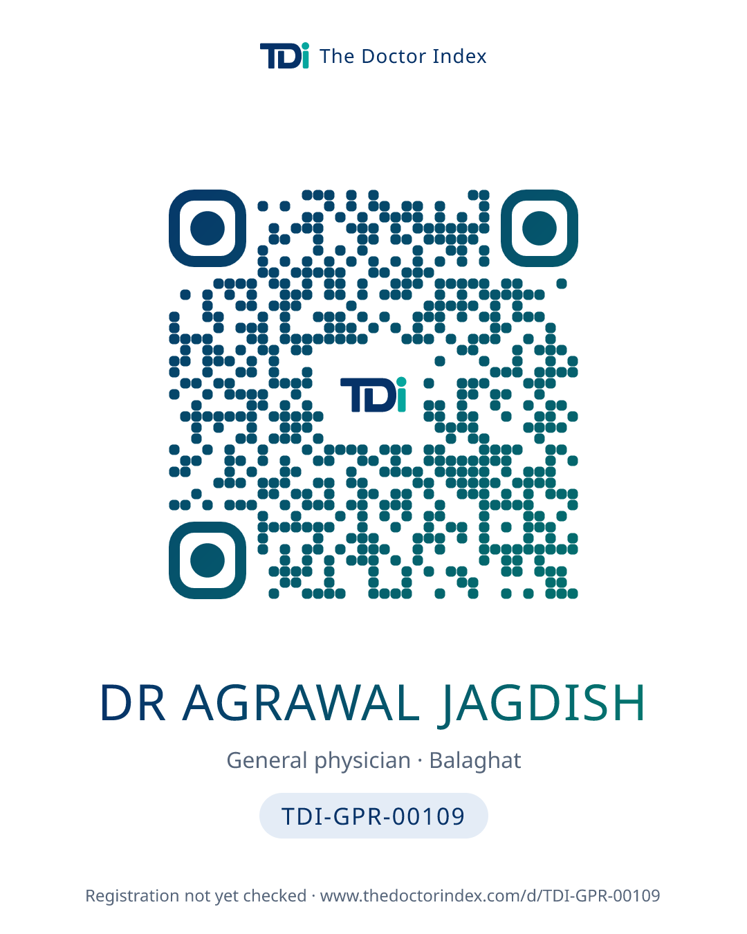 QR card for Dr Agrawal Jagdish, TDI-GPR-00109