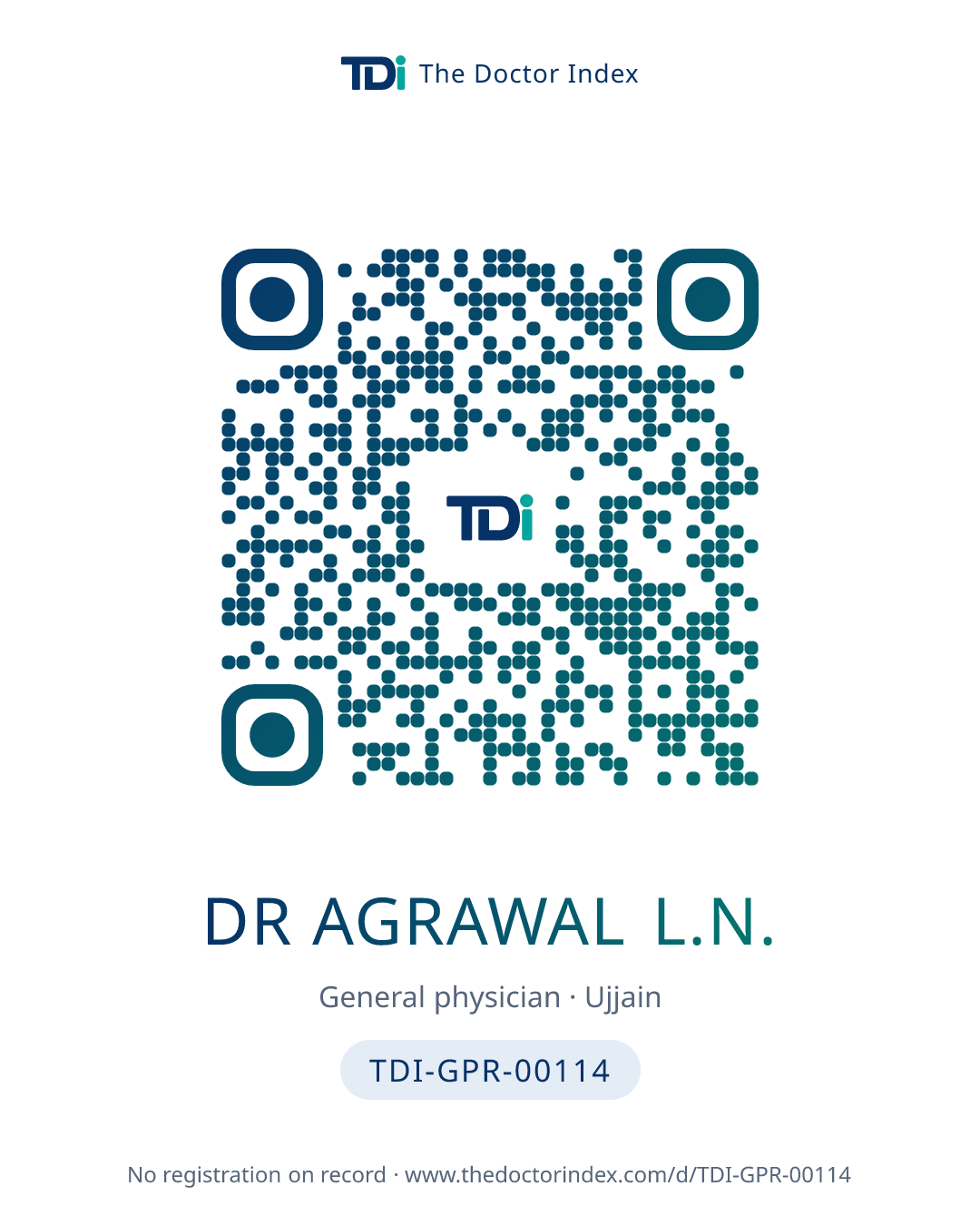 QR card for Dr Agrawal L.N., TDI-GPR-00114
