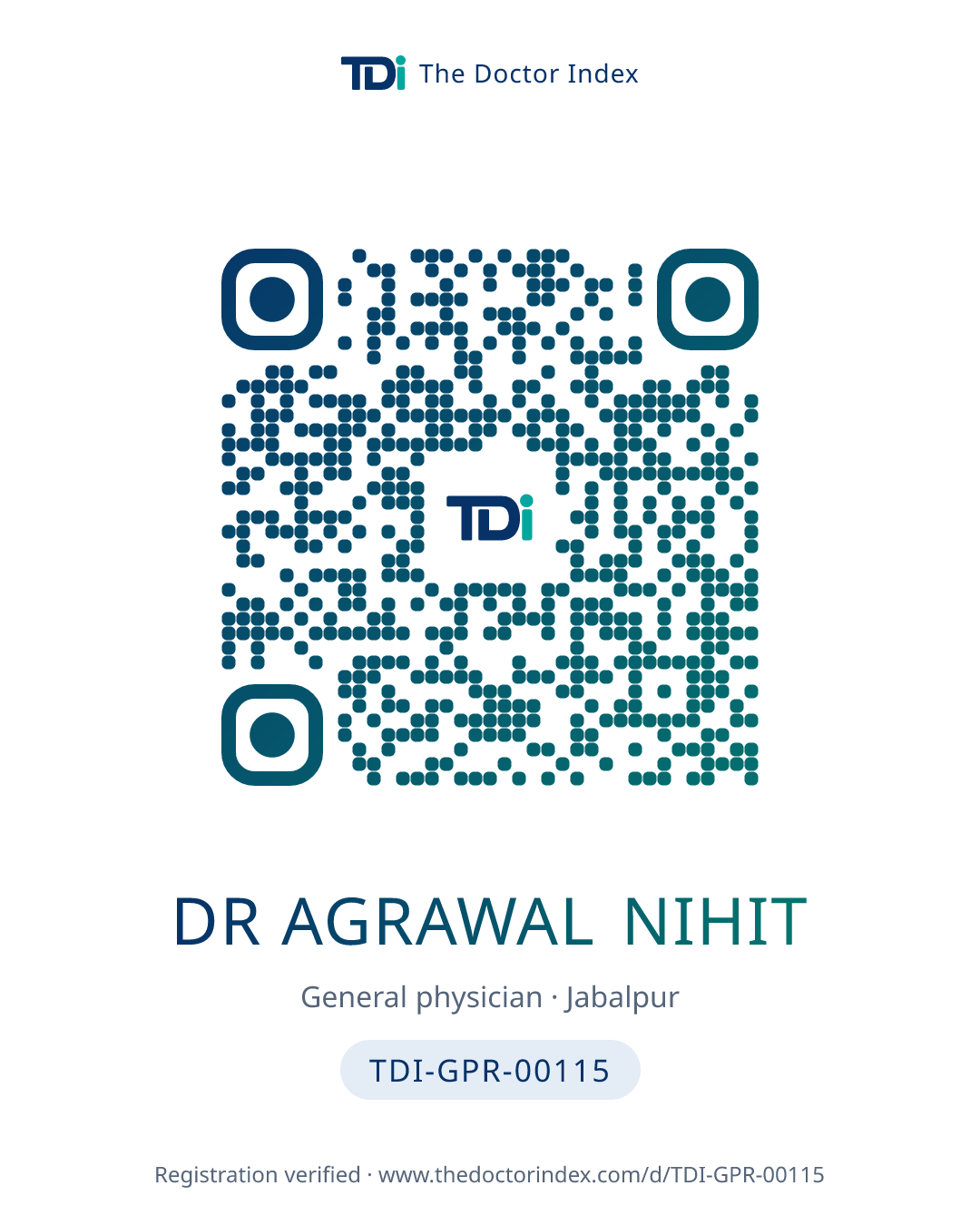 QR card for Dr Agrawal Nihit, TDI-GPR-00115