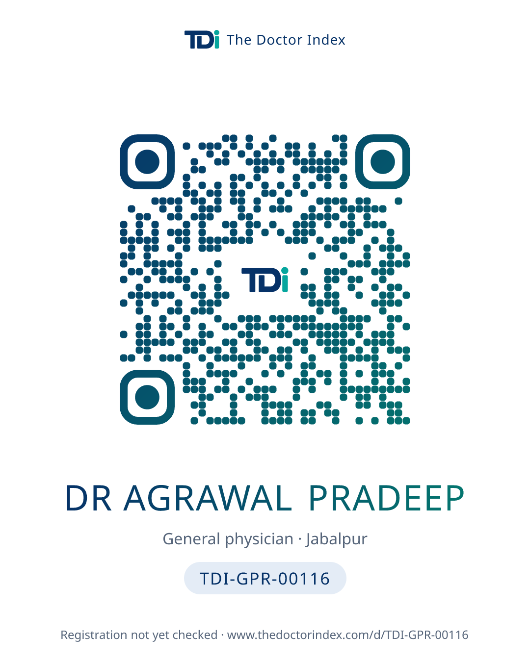 QR card for Dr Agrawal Pradeep, TDI-GPR-00116