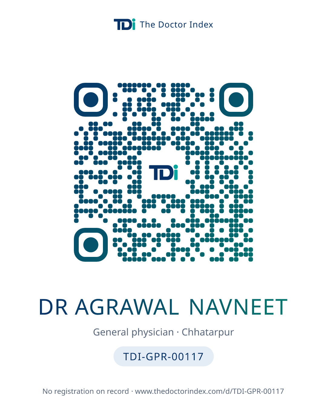 QR card for Dr Agrawal Navneet, TDI-GPR-00117