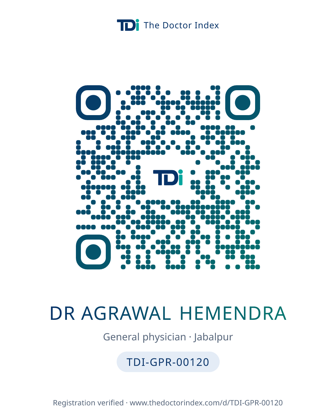 QR card for Dr Agrawal Hemendra, TDI-GPR-00120