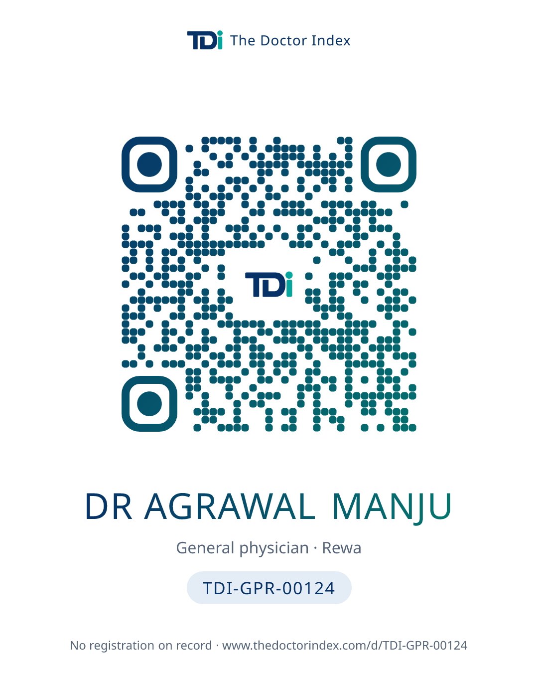 QR card for Dr Agrawal Manju, TDI-GPR-00124