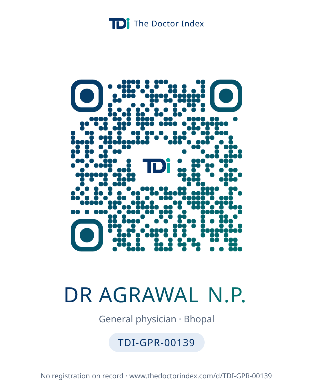 QR card for Dr Agrawal N.P., TDI-GPR-00139