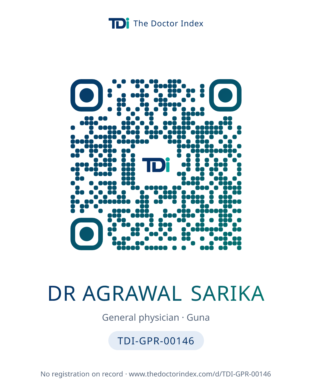 QR card for Dr Agrawal Sarika, TDI-GPR-00146