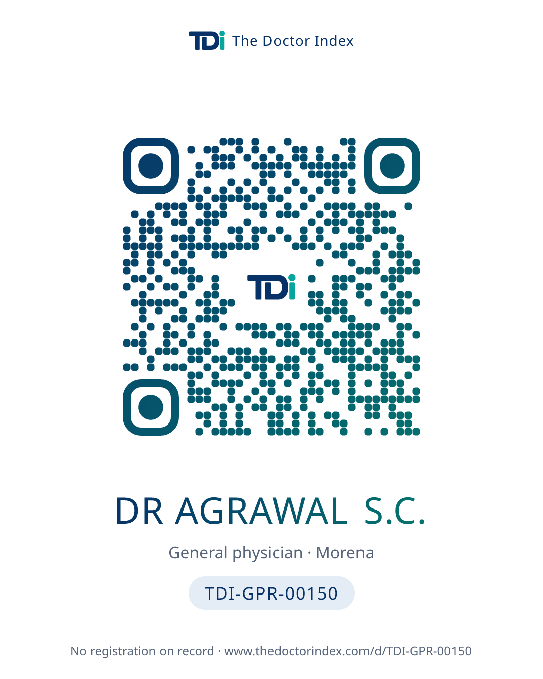 QR card for Dr Agrawal S.C., TDI-GPR-00150