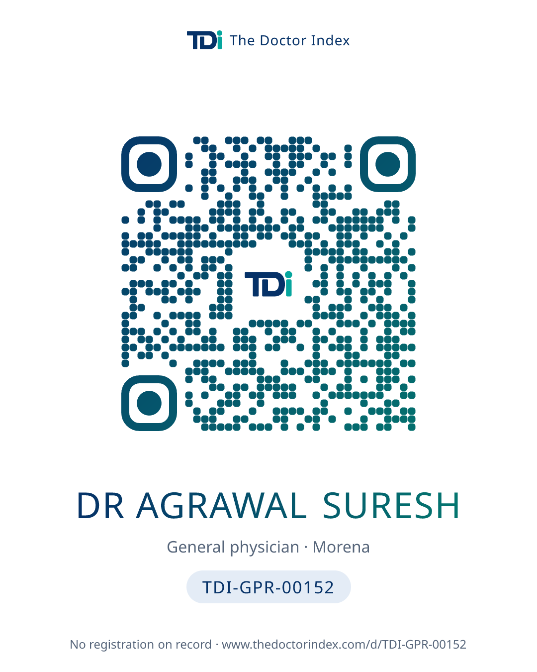 QR card for Dr Agrawal Suresh, TDI-GPR-00152