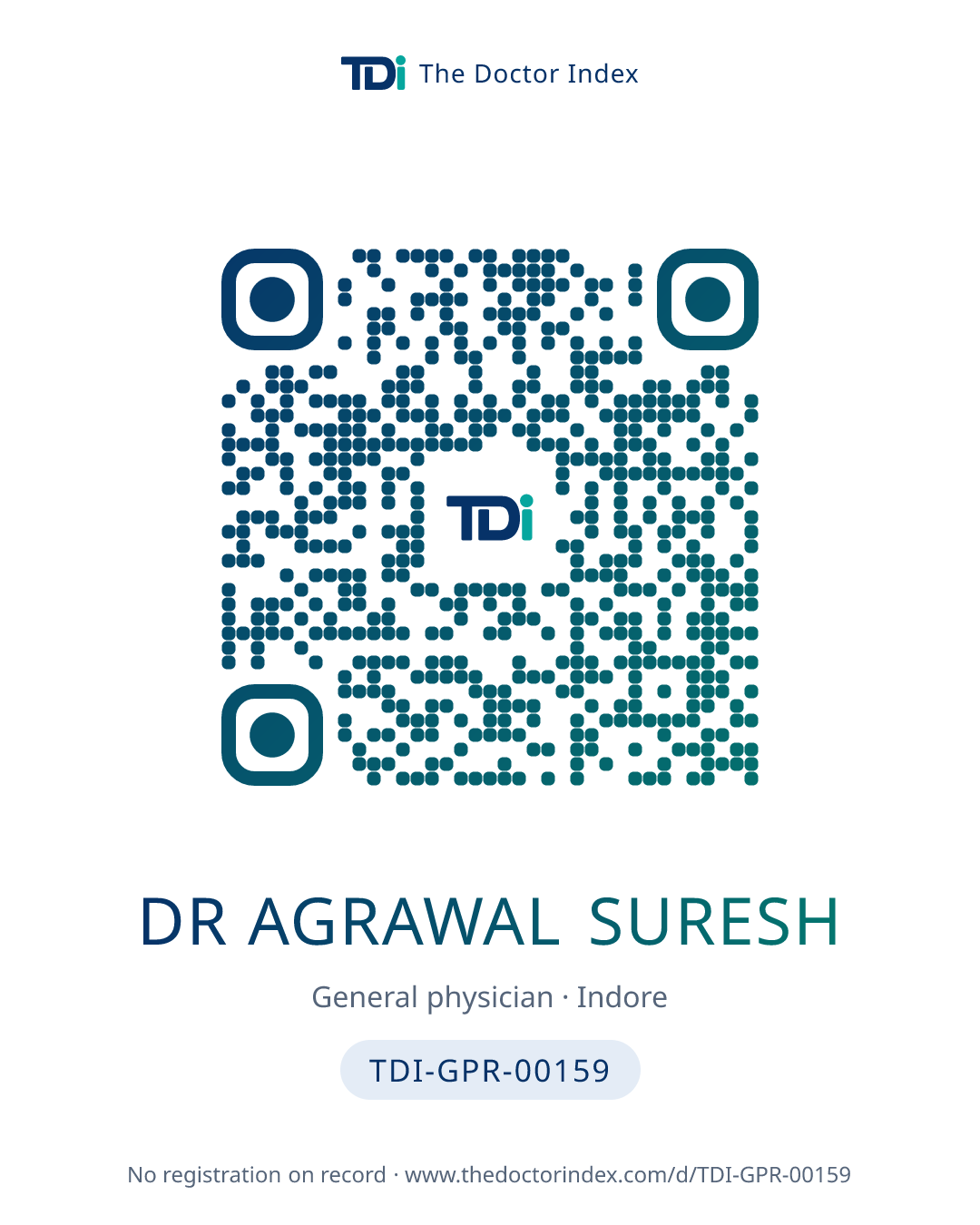 QR card for Dr Agrawal Suresh, TDI-GPR-00159