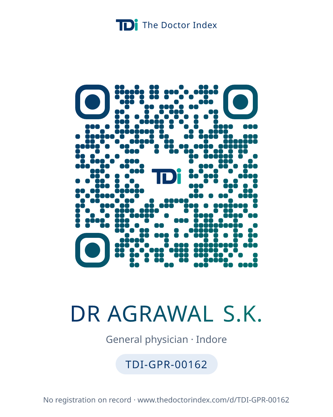 QR card for Dr Agrawal S.K., TDI-GPR-00162