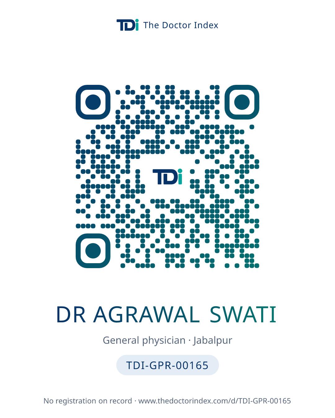 QR card for Dr Agrawal Swati, TDI-GPR-00165