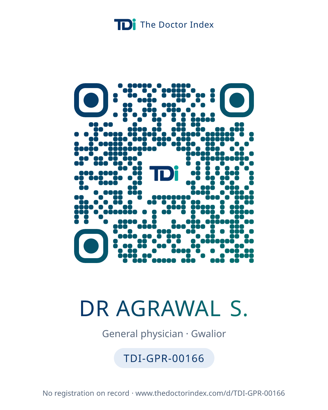 QR card for Dr Agrawal S., TDI-GPR-00166