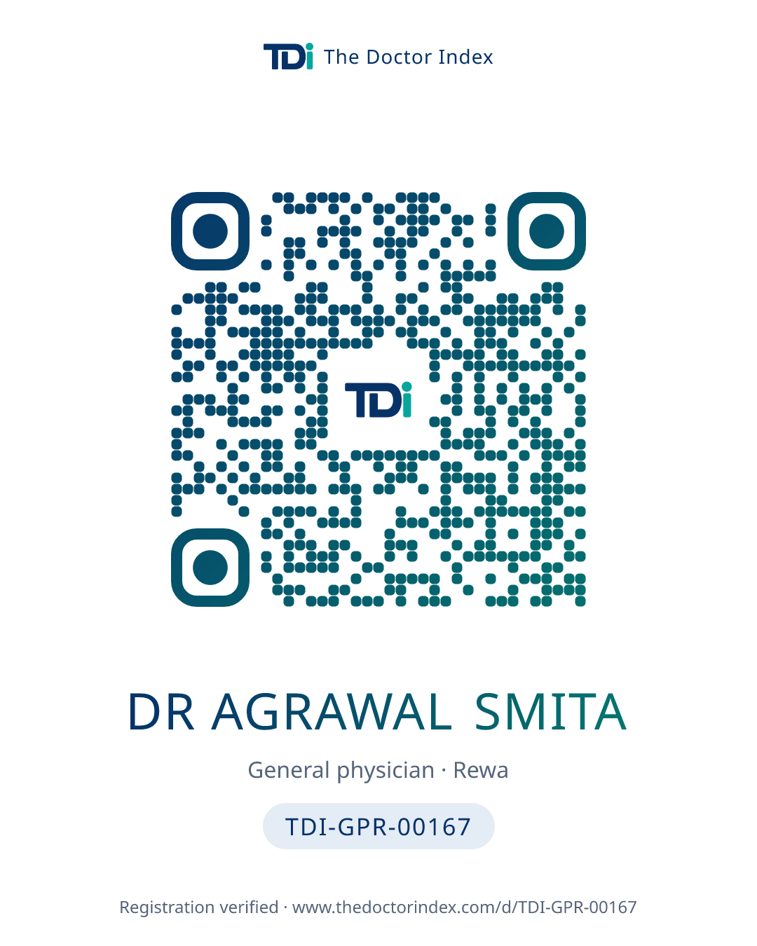 QR card for Dr Agrawal Smita, TDI-GPR-00167