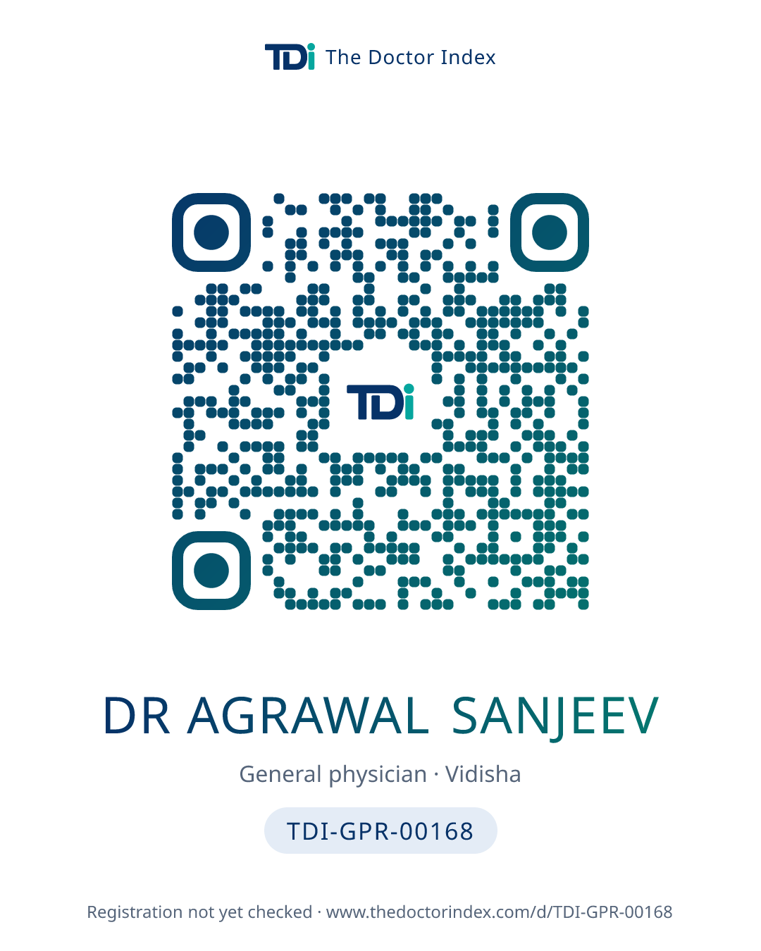 QR card for Dr Agrawal Sanjeev, TDI-GPR-00168