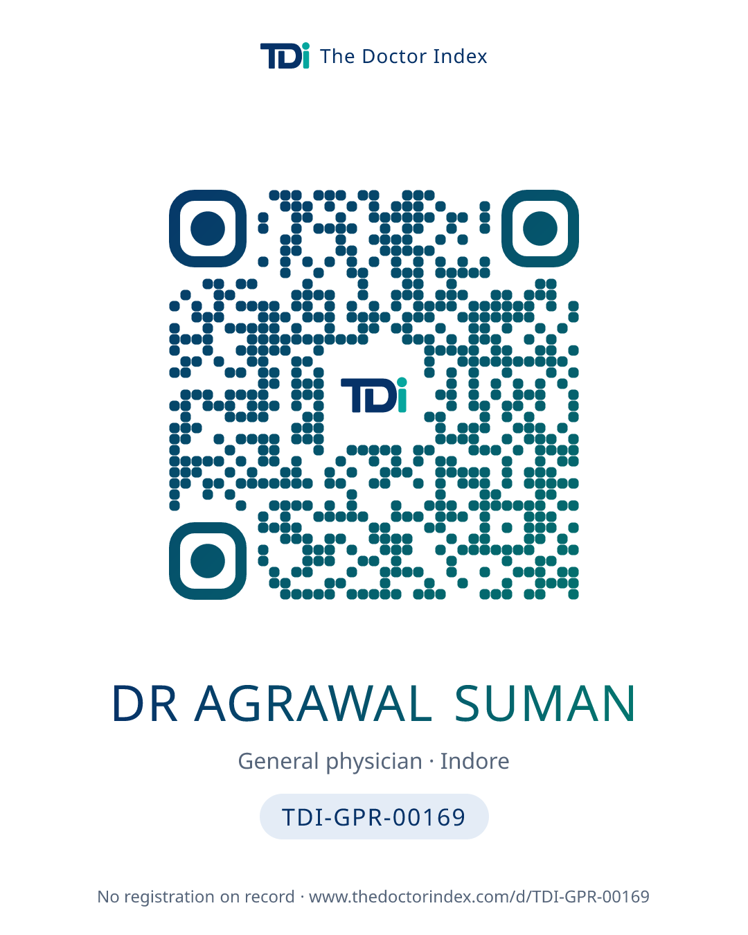 QR card for Dr Agrawal Suman, TDI-GPR-00169