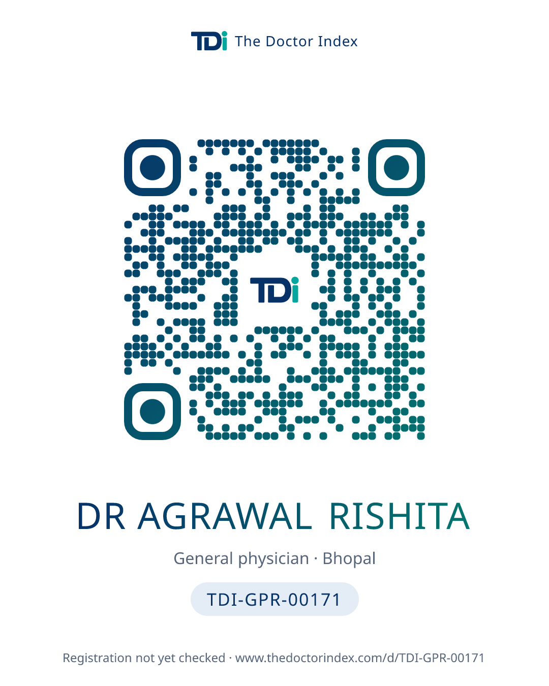 QR card for Dr Agrawal Rishita, TDI-GPR-00171