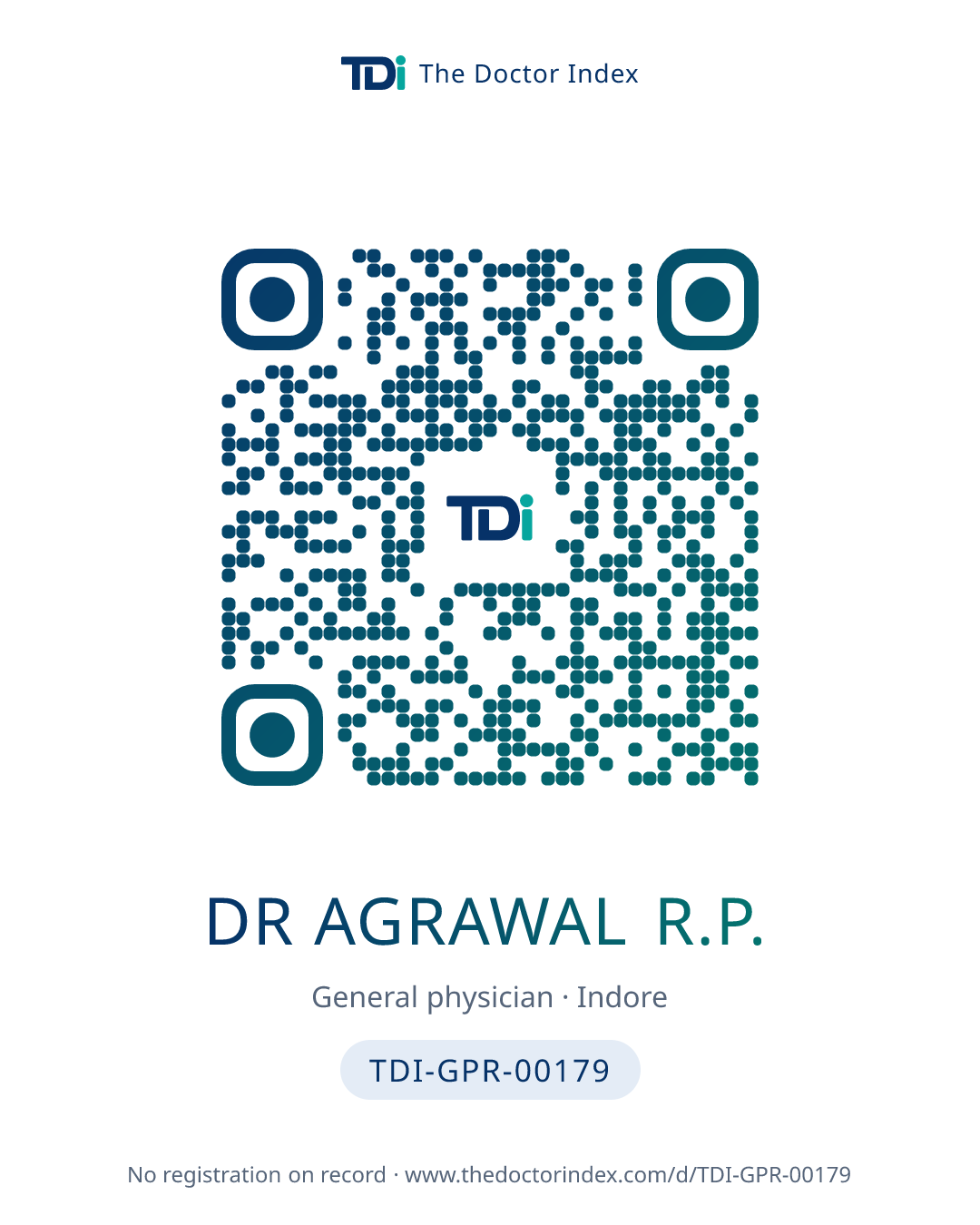 QR card for Dr Agrawal R.P., TDI-GPR-00179