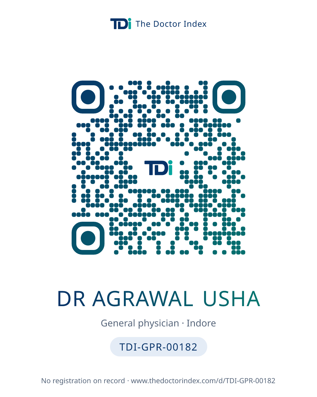 QR card for Dr Agrawal Usha, TDI-GPR-00182