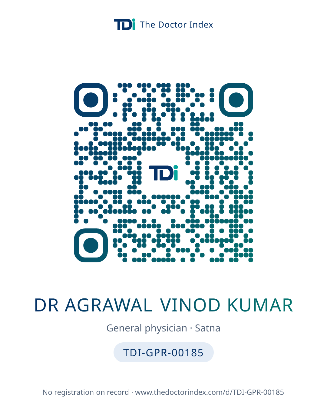 QR card for Dr Agrawal Vinod Kumar, TDI-GPR-00185