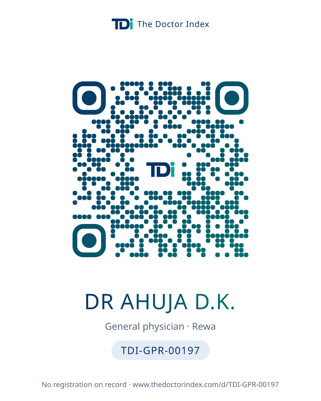 QR card for Dr Ahuja D.K., TDI-GPR-00197