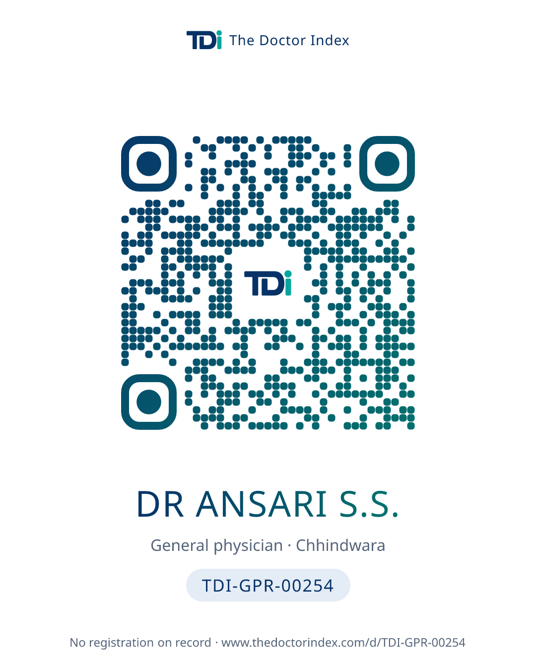 QR card for Dr Ansari S.S., TDI-GPR-00254