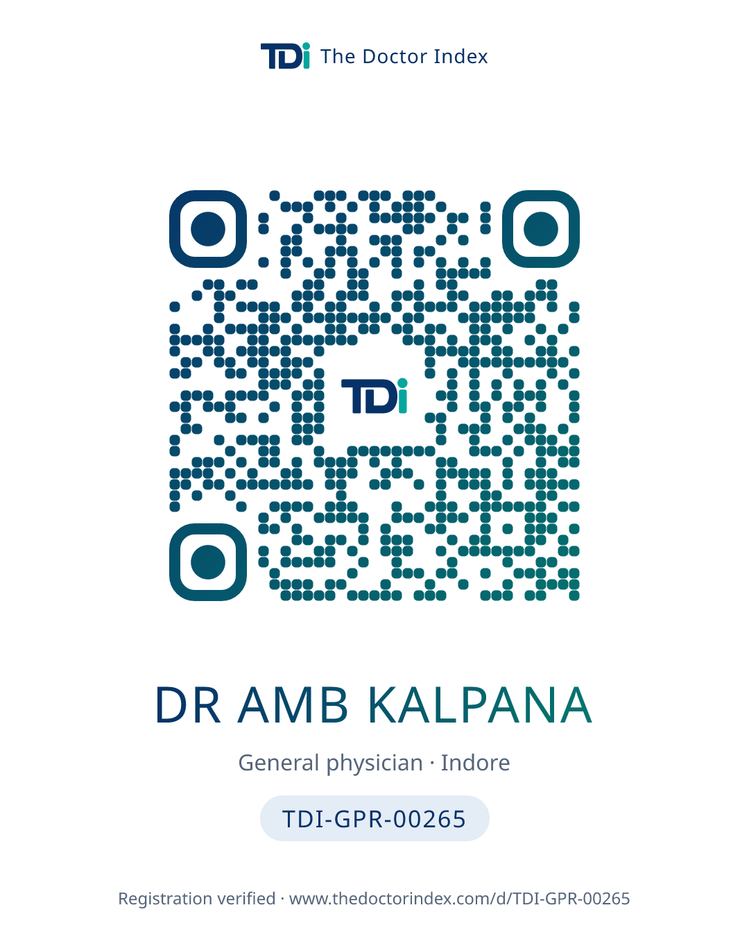 QR card for Dr Amb Kalpana, TDI-GPR-00265
