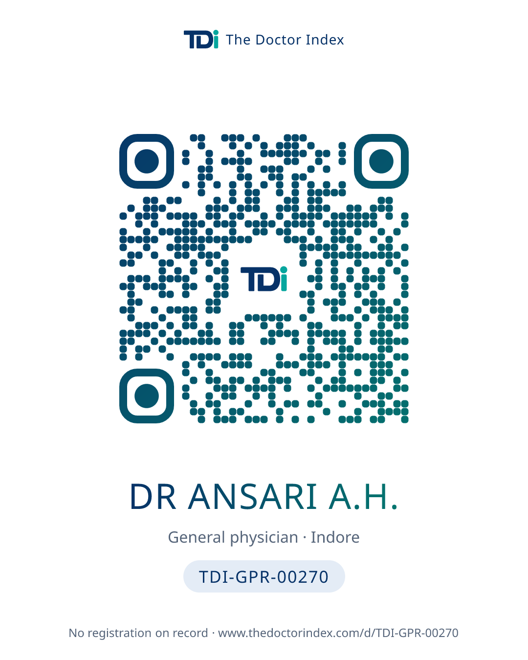 QR card for Dr Ansari A.H., TDI-GPR-00270