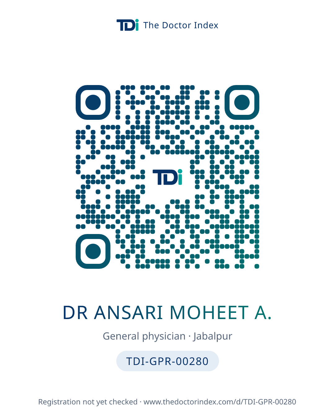 QR card for Dr Ansari Moheet A., TDI-GPR-00280