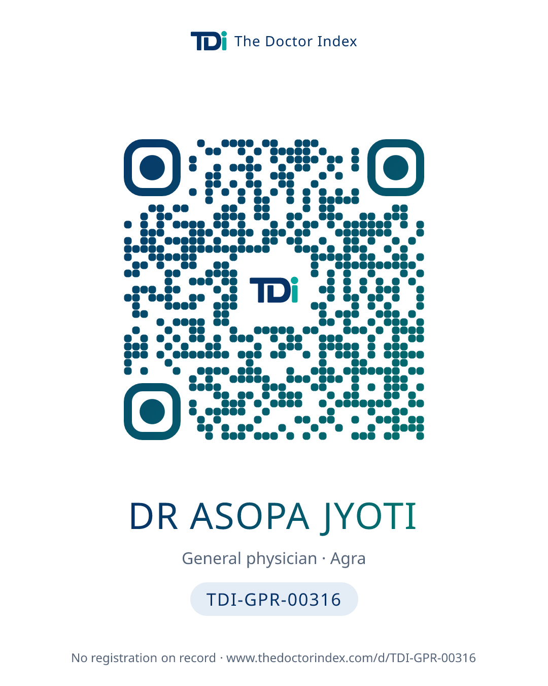 QR card for Dr Asopa Jyoti, TDI-GPR-00316
