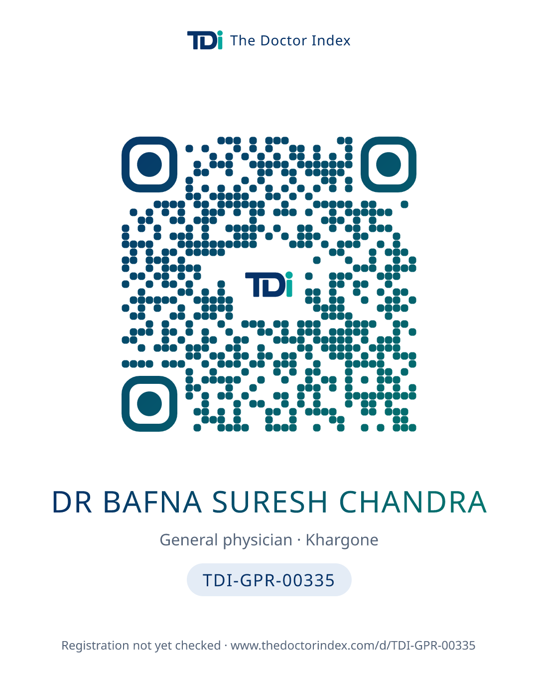 QR card for Dr Bafna Suresh Chandra, TDI-GPR-00335
