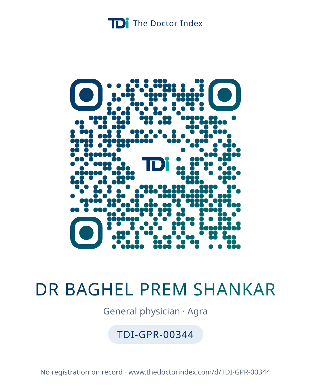 QR card for Dr Baghel Prem Shankar, TDI-GPR-00344