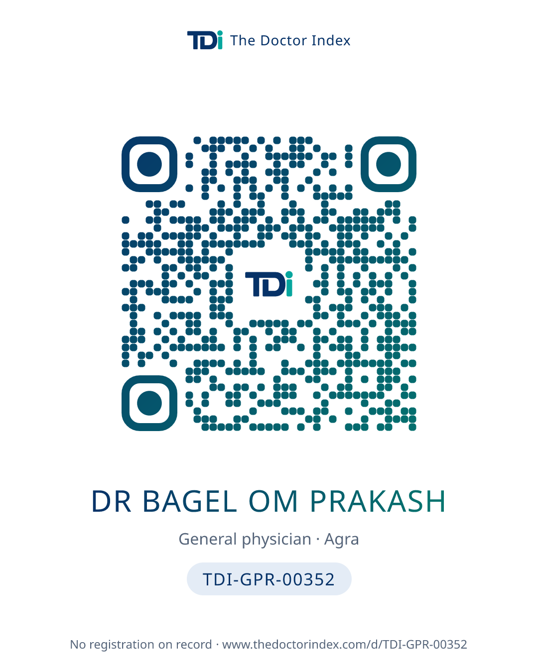 QR card for Dr Bagel Om Prakash, TDI-GPR-00352