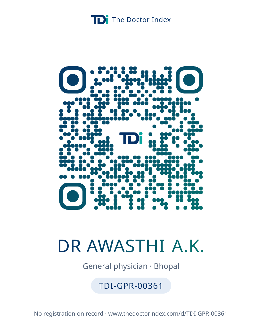 QR card for Dr Awasthi A.K., TDI-GPR-00361