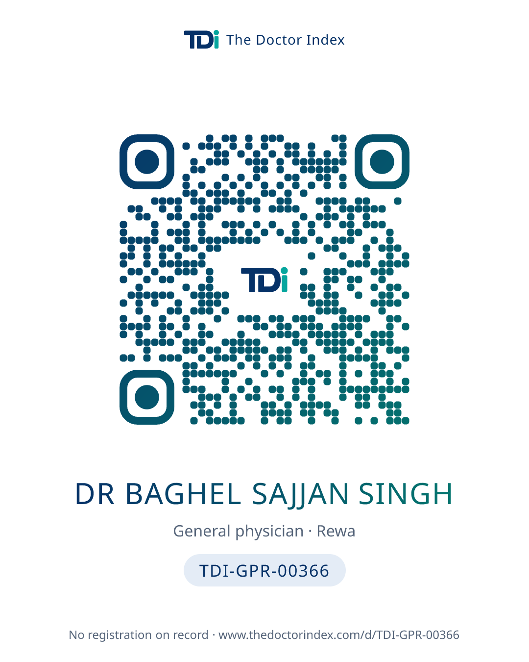 QR card for Dr Baghel Sajjan Singh, TDI-GPR-00366