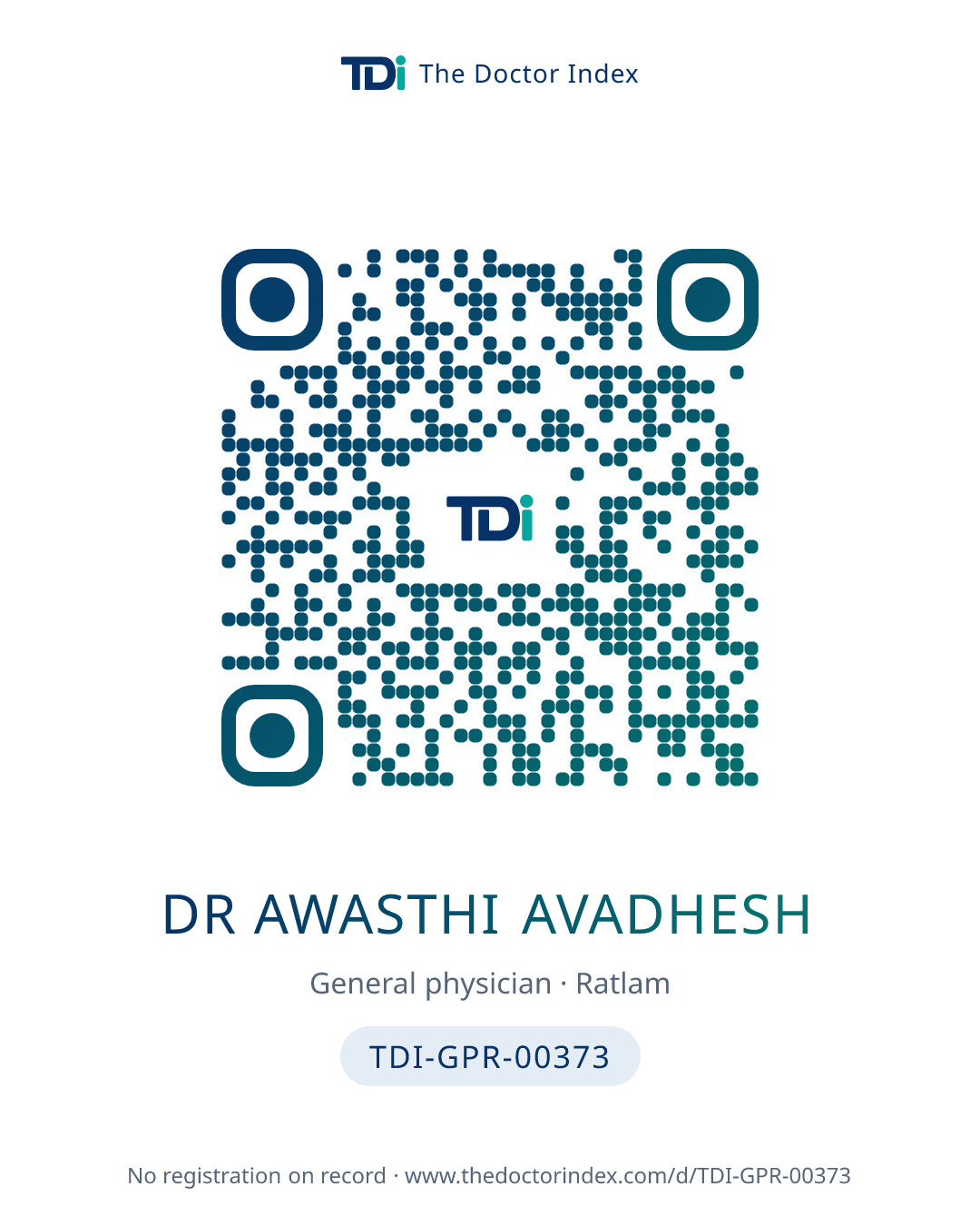 QR card for Dr Awasthi Avadhesh, TDI-GPR-00373