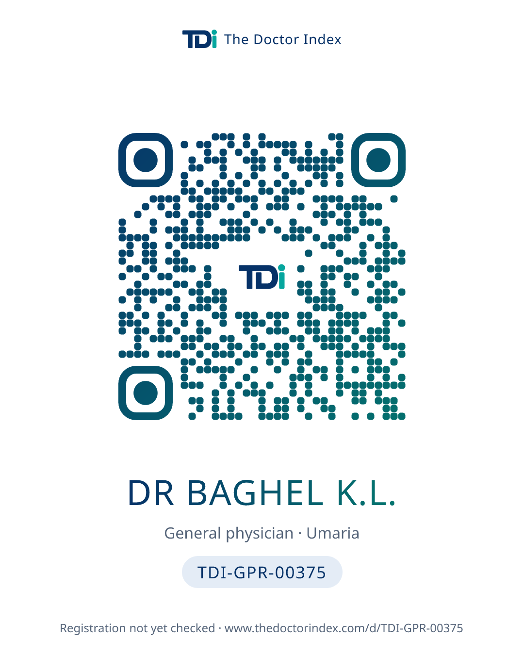 QR card for Dr Baghel K.L., TDI-GPR-00375