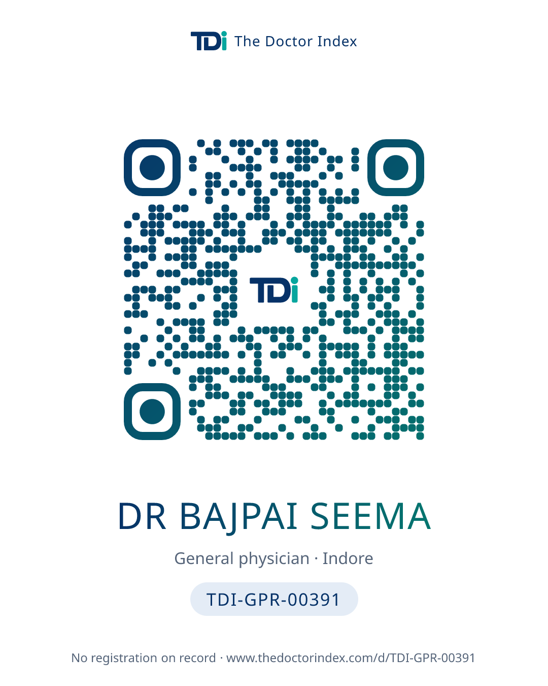 QR card for Dr Bajpai Seema, TDI-GPR-00391