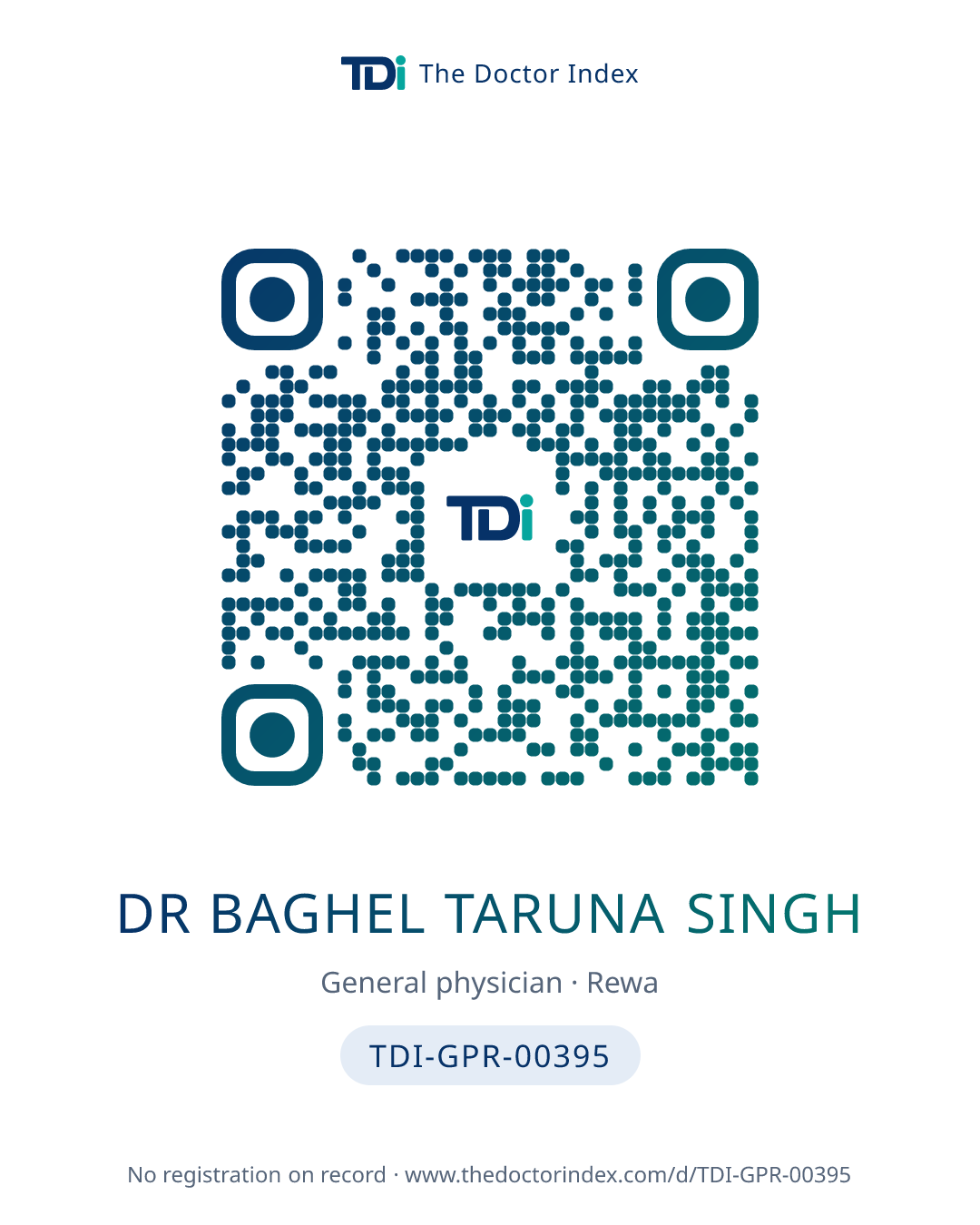 QR card for Dr Baghel Taruna Singh, TDI-GPR-00395